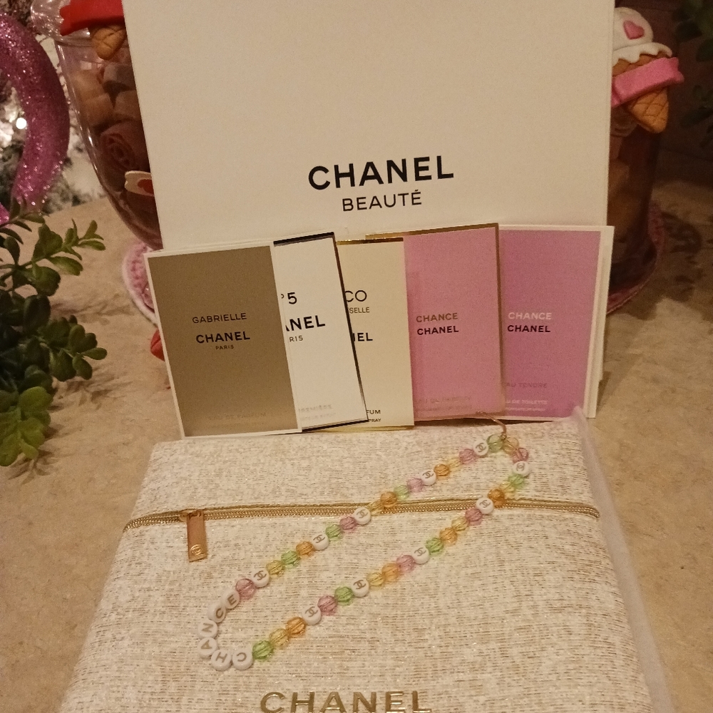Chanel Make Up Pouch, Phone Charm & Samples